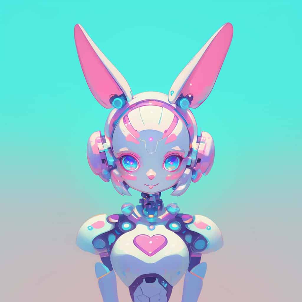 Follow the white rabbit AI - KI Hasen Roboter Frau