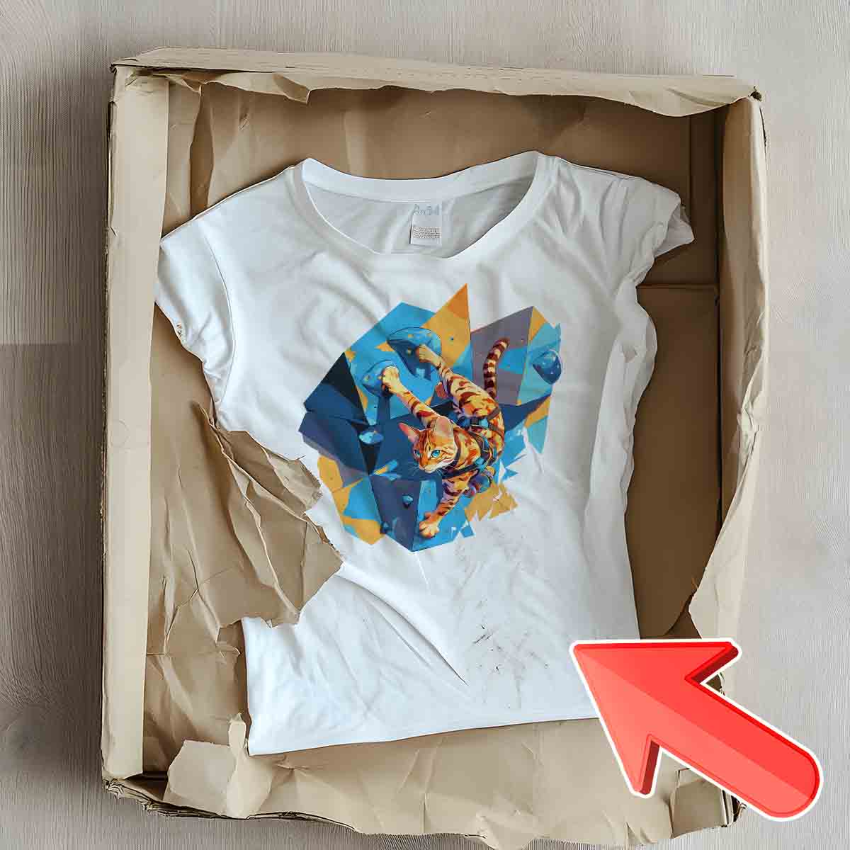 T-Shirt Versand Fehler, beschädigt angekommen - Boulder Katze Design