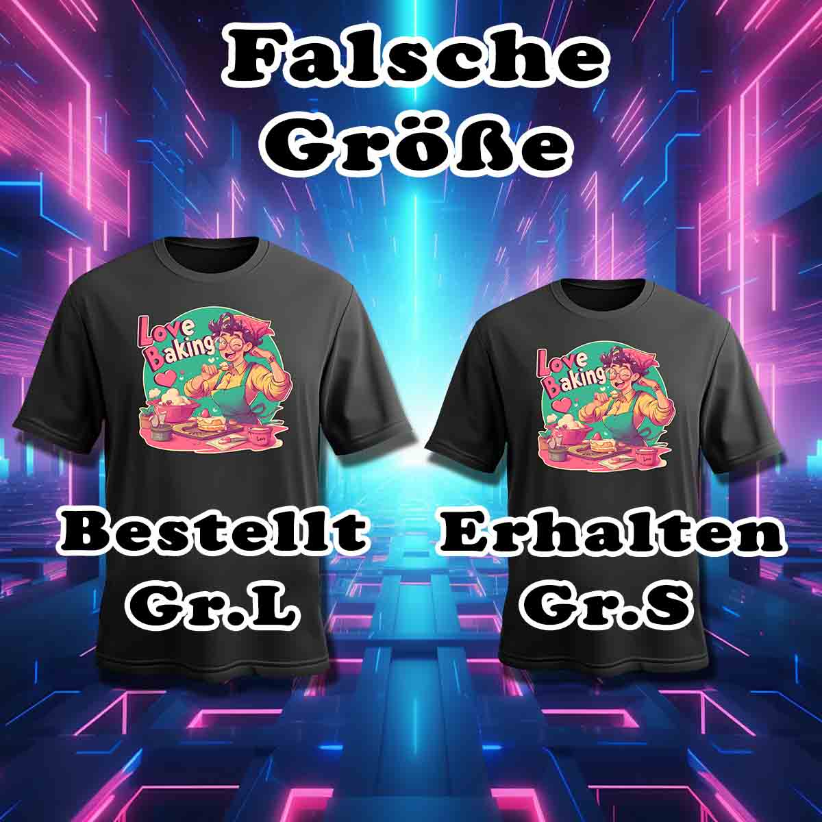 T-Shirt Fehler falsche Größe L bestellt und S erhalten - Love Baking Retro Desgin