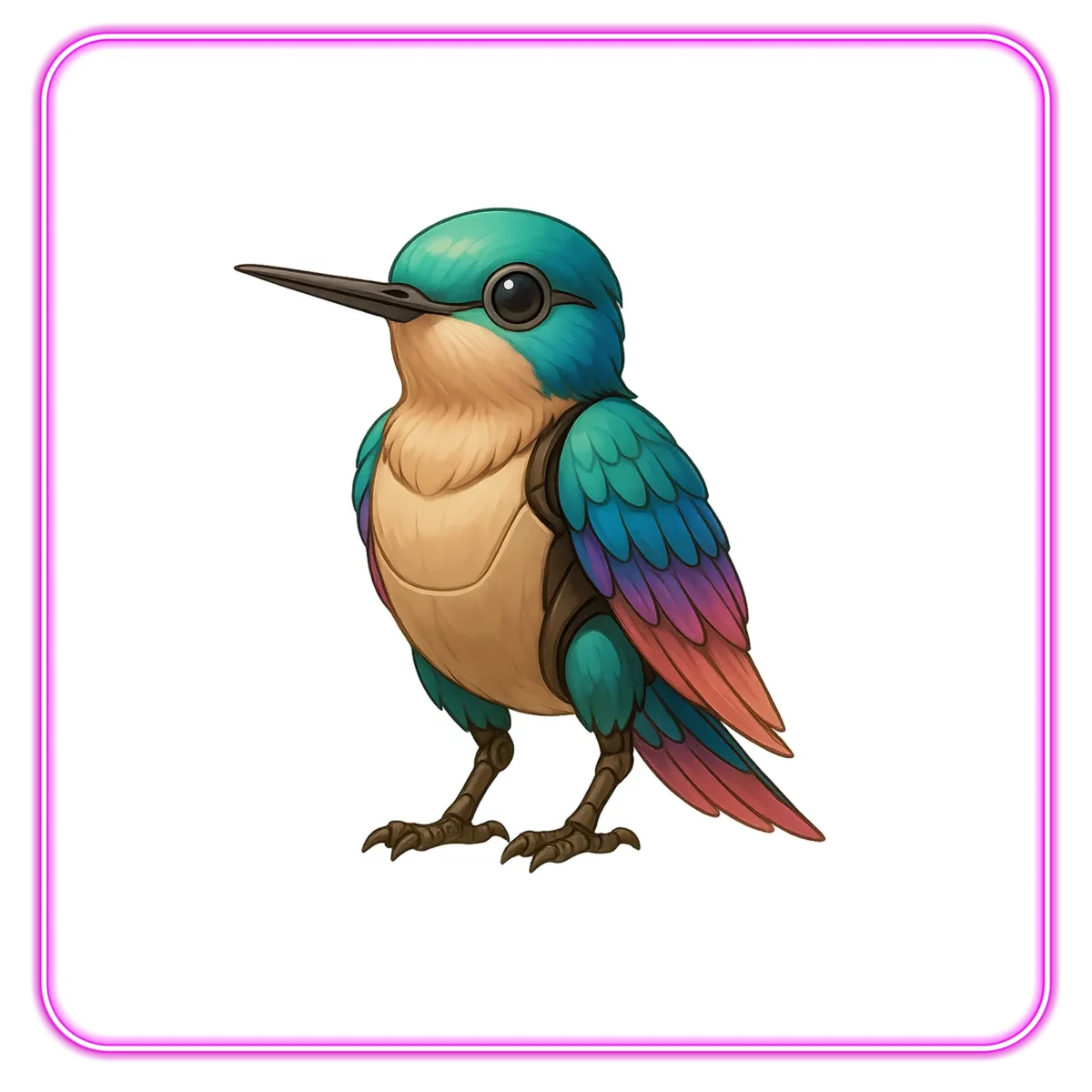 Aurora farbener Kolibri - Pixel sitzt auf dem Boden