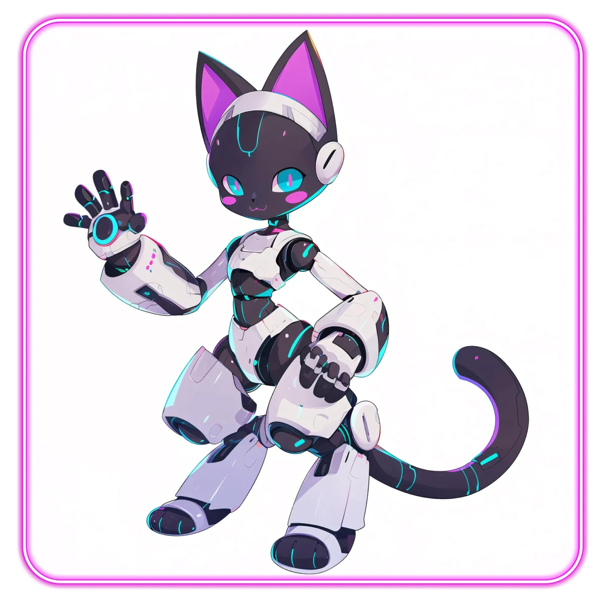 Roboter Katze winkt dir zu - Six freut sich auf dich